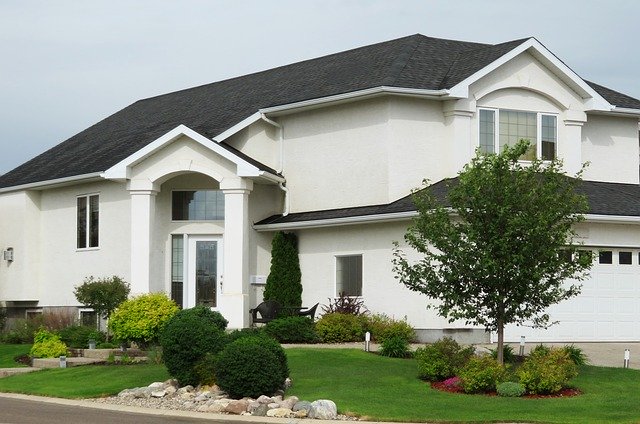 House with asphalt roofing